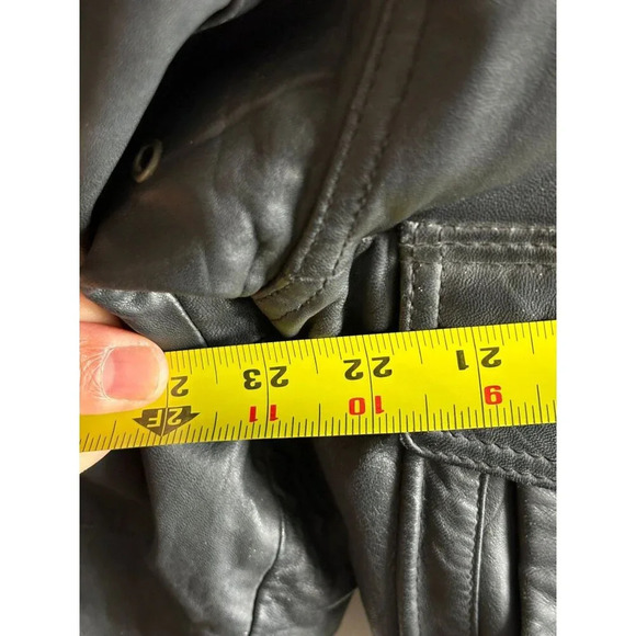 Marc Andrew Mens Long Sleeve Zip Up Motorcycle Leather Bomber Jacket Black Sz XL - Picture 9 of 16